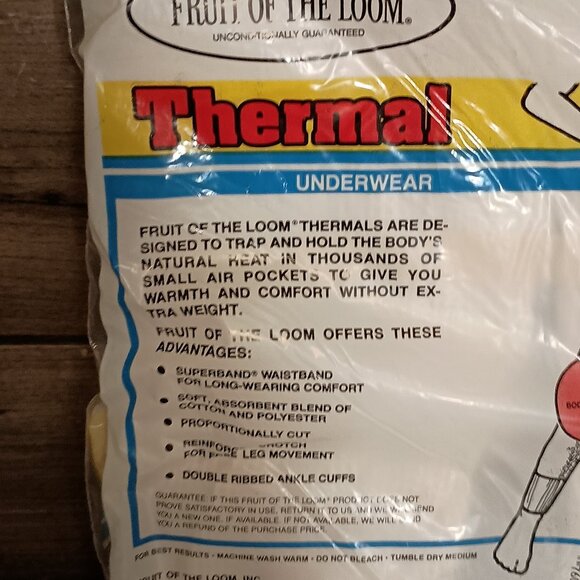 Vintage Fruit of the Loom 1 Thermal Underwear Drawer 1983  Size Medium 34-36 New - Picture 7 of 10